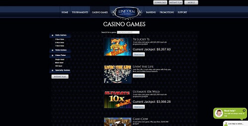 Jeux au Lincoln casino