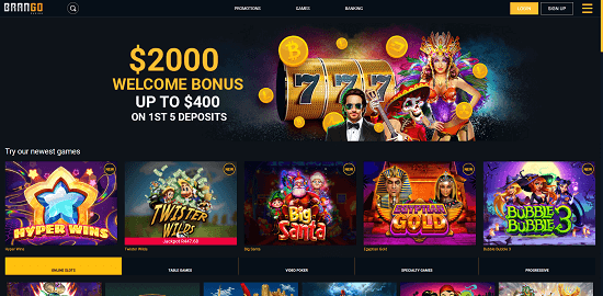 Sélection de jeux sur Brango Casino